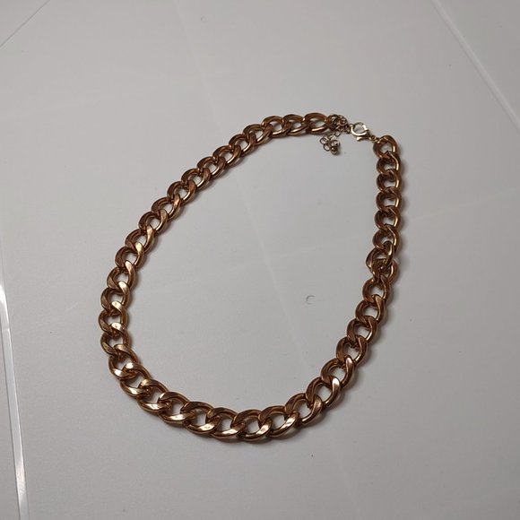 Gold Tone Heavy Chain Necklace Adjustable 17.5 To 19.5 Inches Long - Picture 6 of 7